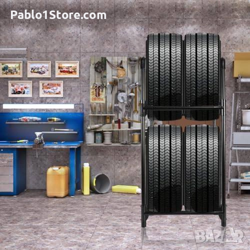 Стелаж за съхранение на гуми 2 нива 4 - Универсален стелаж за дома, гаража,, снимка 1