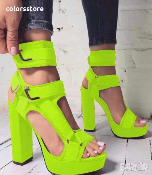 Сандали на ток - неон - R1L9213-6, снимка 1