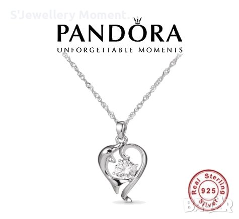 Сребърно колие Пандора делфини, снимка 1