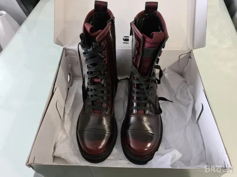 НОВИ и Намалени! G-Star Premium Minor Boot Bordeaux Дамки Боти Естествена Кожа Номер 37, снимка 1