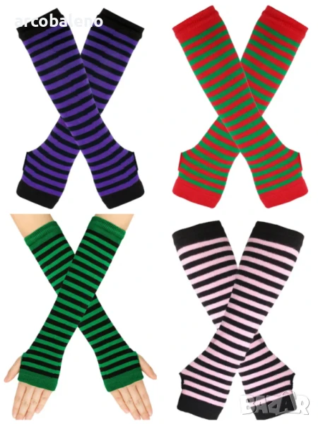 Дамски коледни ръкавици без пръсти над лакътя, 4цвята, снимка 1