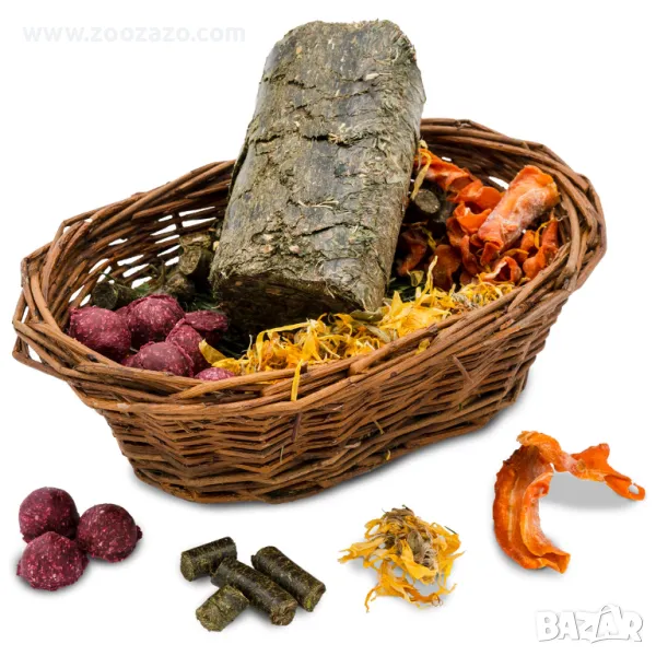 Върбова кошница с блокче от сено, беззърнесто цвекло, ароматен морков и вкусен невен - Модел: 25643, снимка 1