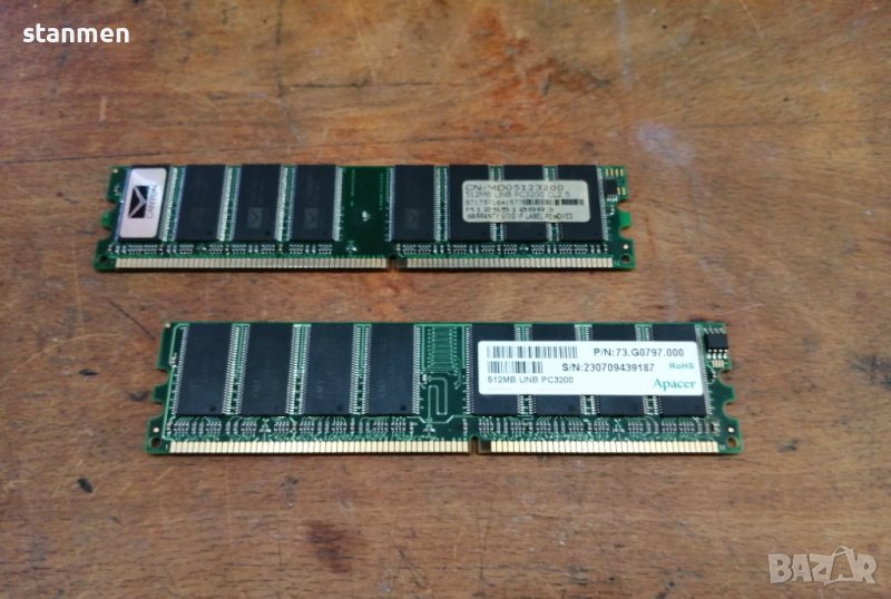 Продавам RAM памет 1GB CL2.5 DDR-400MHz 184-Pin за настолен Компютър   2x512MB  , снимка 1