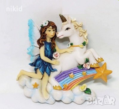 Момиче фея с еднорог силиконов молд форма фондан гипс декор, снимка 1