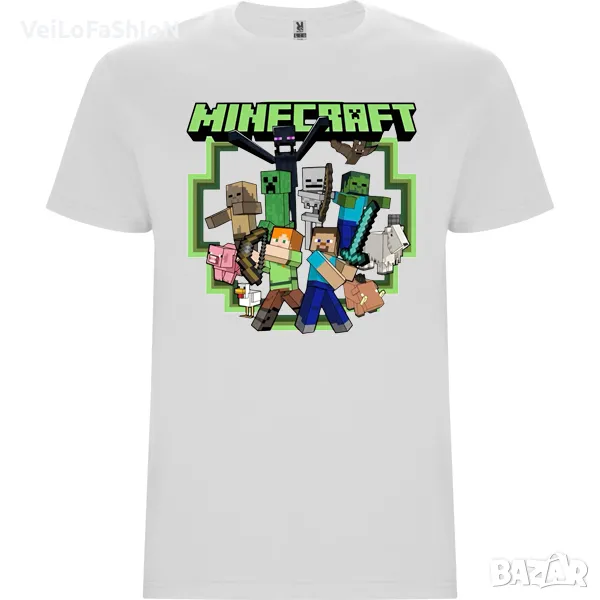 Нова детска тениска Minecraft в бял цвят, снимка 1