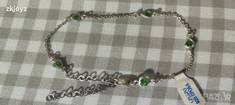 НОВА СРЕБЪРНА ГРИВНА ЗА КРАК С ЦИРКОНИИ 3.60 ГРАМА/ ПРОБА 925, снимка 1