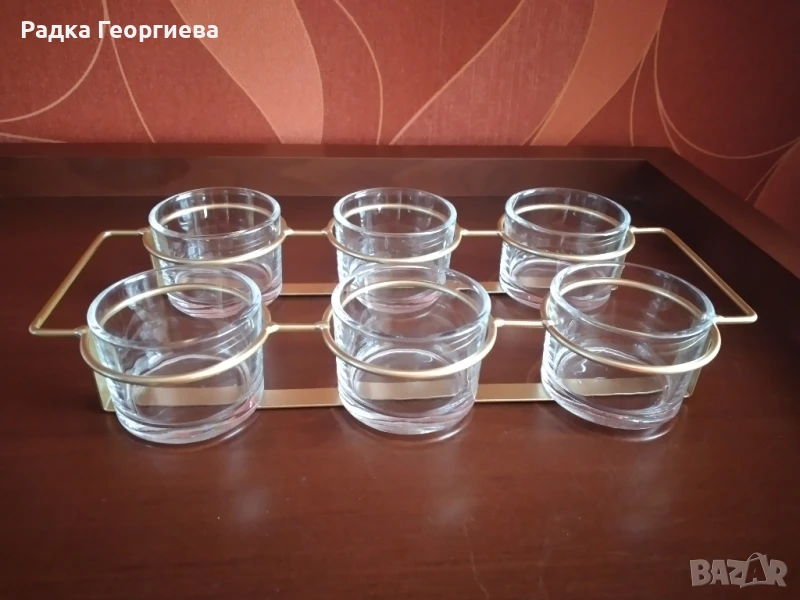 6 мини чашки в златиста метална рамка, снимка 1