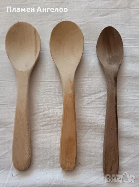 Малки дървени лъжички 3 броя. , снимка 1