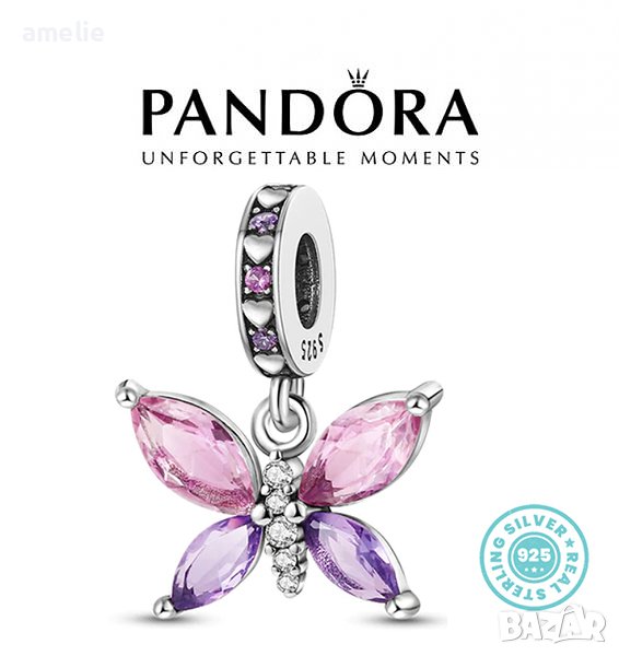 Талисман Пандора сребро проба 925 Pandora Elegant Butterfly Charm. Колекция Amélie, снимка 1