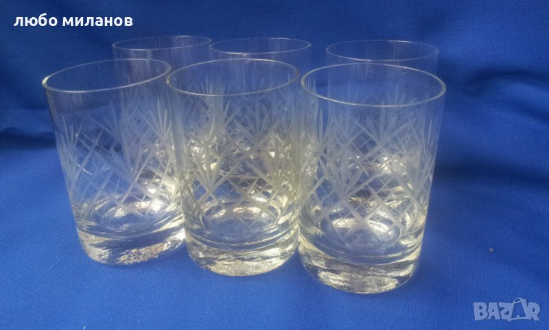 Кристални чаши за концентрат, ръчна гравюра 6 бр, снимка 1