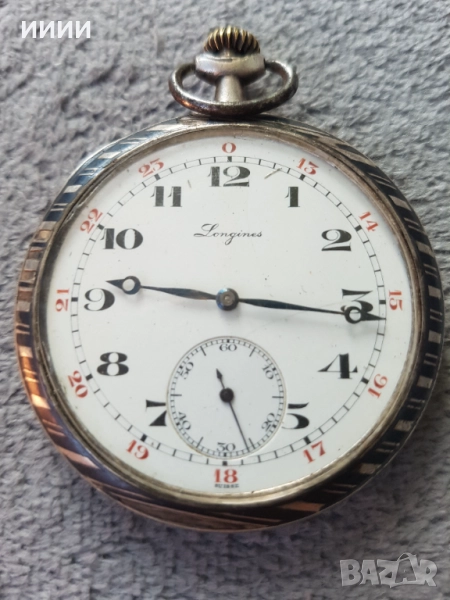 Сребърен джобен часовник LONGINES, снимка 1