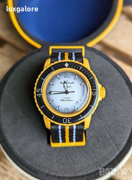 Мъжки часовник Blancpain X Swatch Pacific Ocean с кварцов механизъм, снимка 1