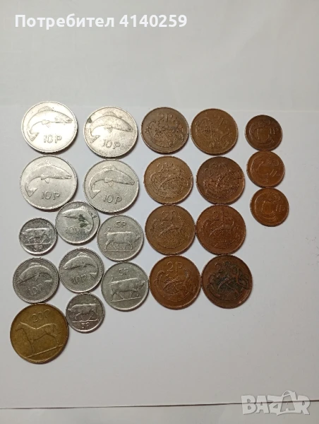 Ирландия монети лот 20 пенса 1986 г 10 Пенса 1975 г , снимка 1