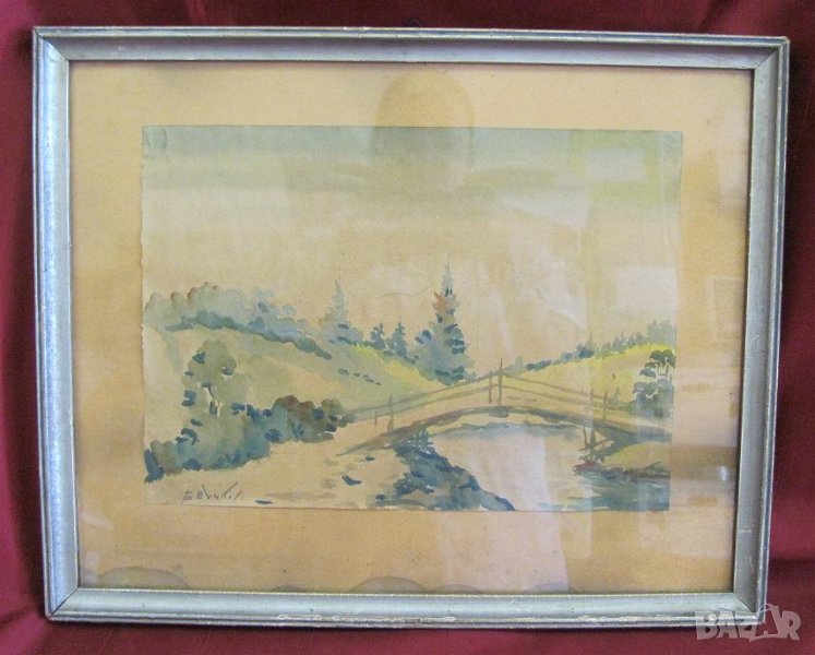 Стар Акварел Подписан, снимка 1