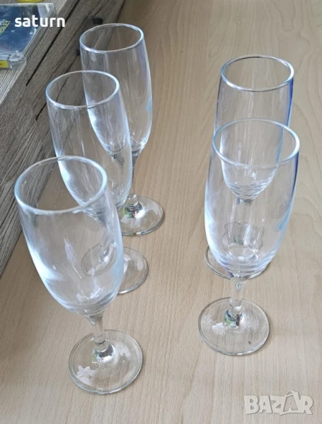 чаши за шампанско стъко 5 броя, снимка 1