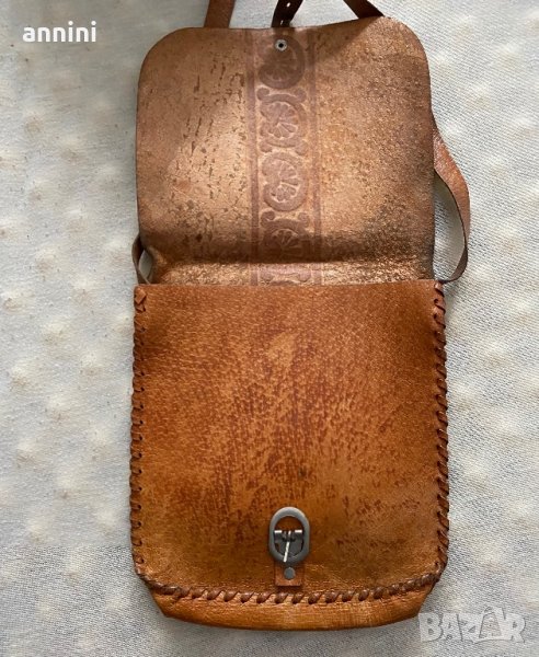 продавам кафява кожена дамска чанта  АРТ, снимка 1