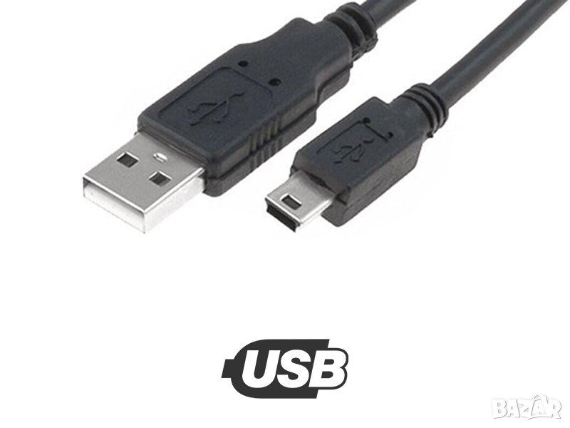 Кабел USB/ Mini USB - 1 м, черен | ПРОМОЦИЯ, снимка 1