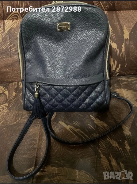 Тъмносиня раница КОЖА, снимка 1