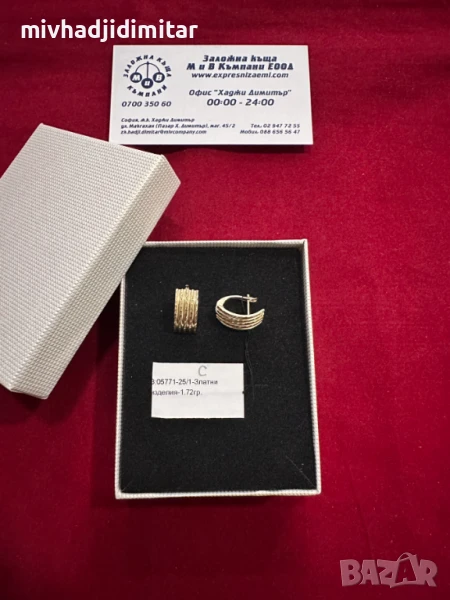 ***КАТО НОВИ/УНИКАЛНИ***Златни обеци 1,72гр. 14к, снимка 1