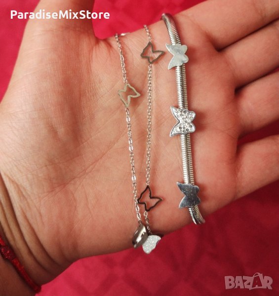 Колие и гривна с пеперудки, снимка 1