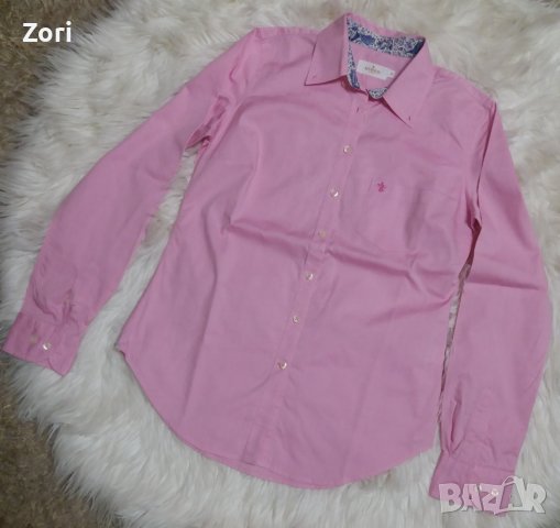 Дамска риза в наситен розов цвят с красив бордюр на яката, снимка 1 - Ризи - 40347116