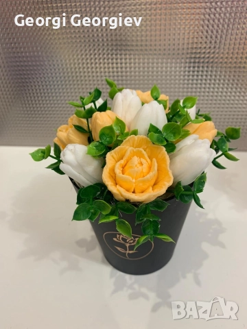 цветя изработени с глицеринов ароматен сапун и Българска роза 🌹 Стара Загора Център., снимка 2 - Изкуствени цветя - 52838912