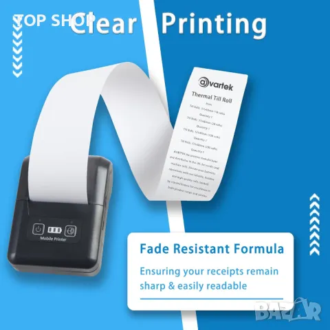 AVARTEK 57 x 40 mm термична хартия за разписки за PDQ машина за кредитни карти, POS и др., 200 ролки, снимка 6 - Консумативи за принтери - 49971281
