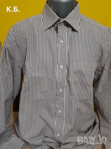 Мъжка риза в  бяло и кафяво р-р L, снимка 4 - Ризи - 35370691