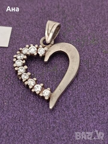 Сребърна висулка сърце Буква АИ, снимка 3 - Колиета, медальони, синджири - 43985184