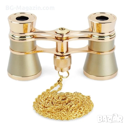 Луксозен театрален бинокъл 3×25 черен с верижка за театър опера концерти балет подарък реквизит, снимка 13 - Други ценни предмети - 50931293