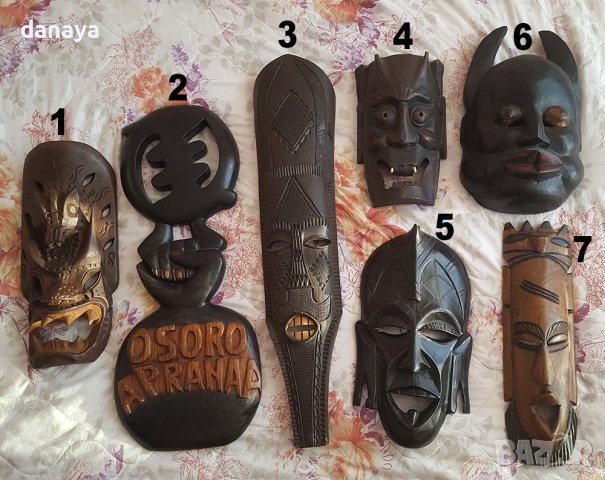 Дървени маски за стена ретро декор дърворезба