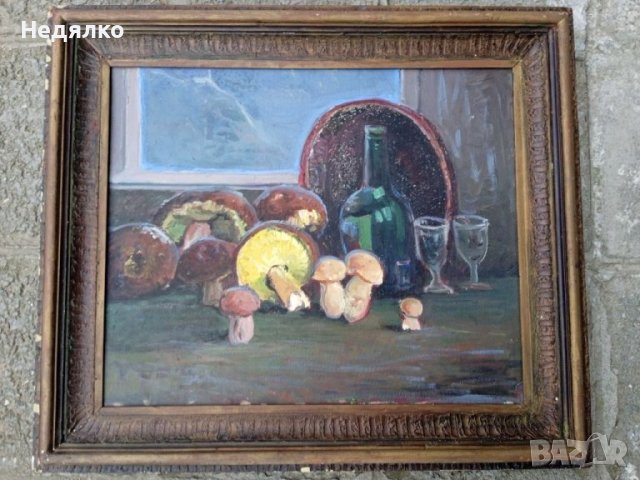 Стара картина,масло на платно,1950г , снимка 4 - Картини - 40017416