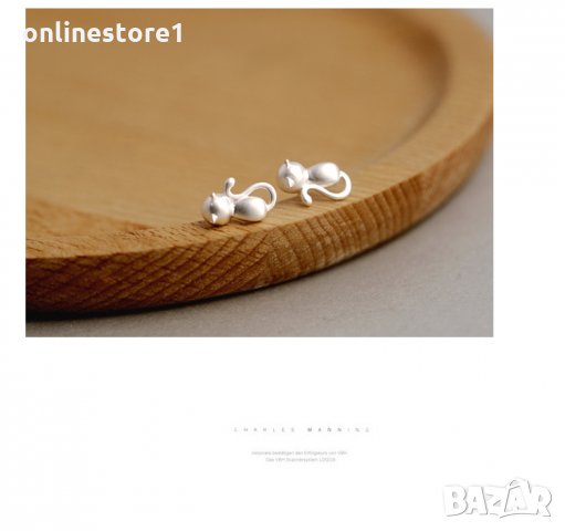 Сребърни Обеци Котенце - 925 печат сребро BT408, снимка 5 - Обеци - 28148471