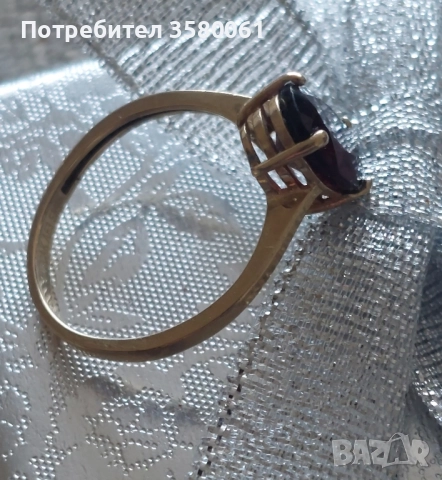 Златен пръстен с рубин, снимка 4 - Пръстени - 52838568