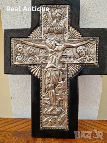 Страхотна антикварна сребърна икона кръст сертификат маркировки , снимка 3 - Антикварни и старинни предмети - 52648097