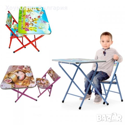 Най-новите модели сгъваеми детски комплекти масичка + стола с картинки