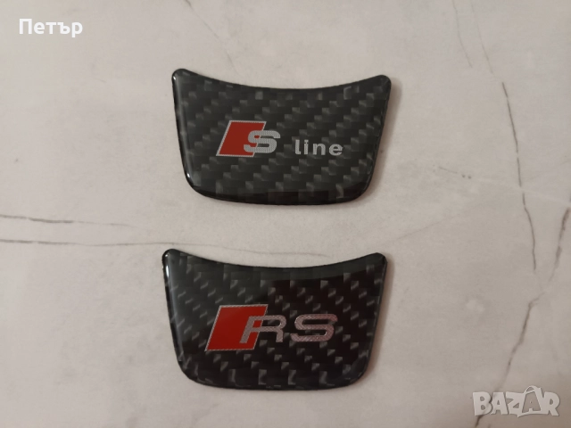 Емблема за волан RS, Sline, алуминиева, емблема за волан на Audi,Ауди, снимка 3 - Аксесоари и консумативи - 44499721