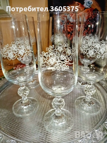 Кристален сервиз от Бохемия Чехословакия , снимка 3 - Чаши - 53434050