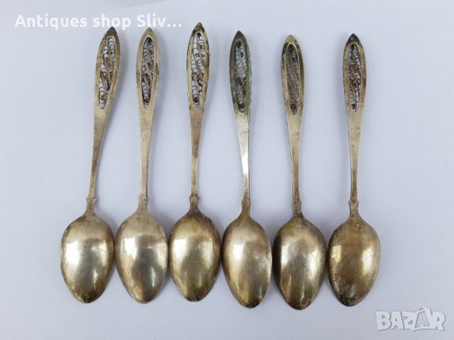 Невероятен комплект от сребърни лъжички с филигран. №0157, снимка 7 - Антикварни и старинни предмети - 33029417