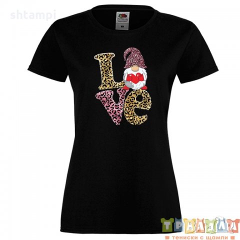 Дамска тениска Свети Валентин Love Gnome Valentine's 13, снимка 2 - Тениски - 35547172