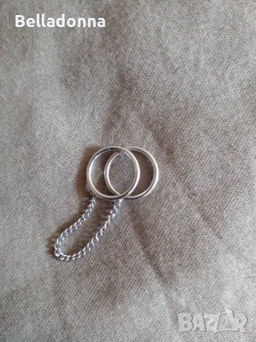 Пиърсинг от медицинска стомана  Two Rings with Chain, снимка 4 - Обеци - 47677459