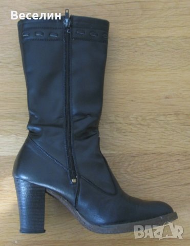 Дамски Кожени Ботуши Черни Зимни Обувки Женски Боти Мода Кожа, снимка 5 - Дамски ботуши - 43412148