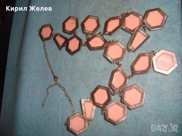 ВИНТИДЖ ФАСЕТИРАНА ЗЛАТИСТА РЕТРО АРТ ОГЪРЛИЦА 26996, снимка 9 - Колиета, медальони, синджири - 35079140