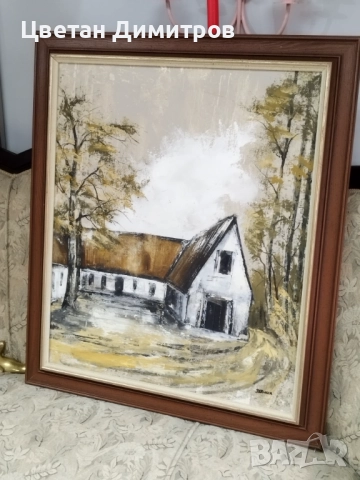 шведска авторска картина  Масло върху платно  Подписана , снимка 6 - Картини - 52361257