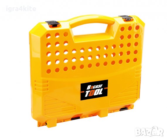 Портативна работна маса ДОМАШЕН МАЙСТОР 2 с дрелка и инструменти 100 бр. 2 в 1, снимка 3 - Играчки за стая - 35252576