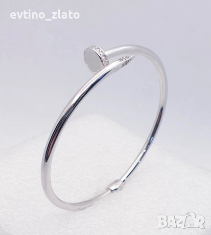 Златни твърди гривни , бяло злато -14К, снимка 7 - Гривни - 38257285