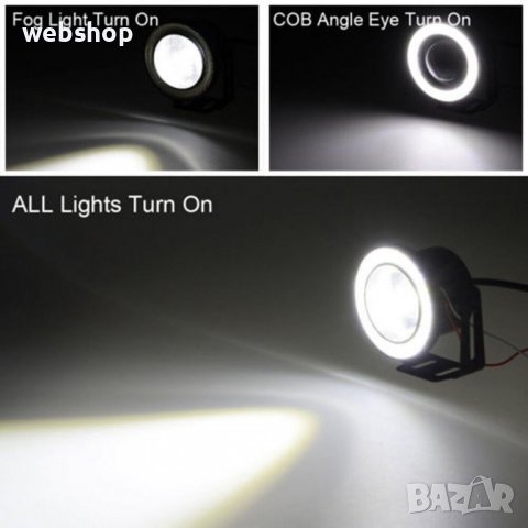LED халогени тип ангелски очи , 89мм , LED Super Lamp Fog Angel Eyes, снимка 4 - Аксесоари и консумативи - 39208090