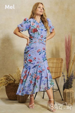 HOPE&IVY флорална рокля, нова, р-р XS, синя, , снимка 6 - Рокли - 43598287