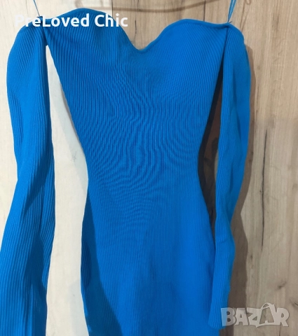 Синя дълга рокля 