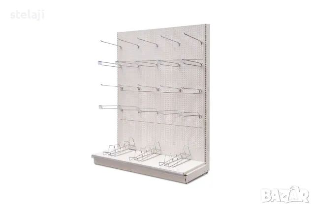 Крайстенен стелаж с перфориран гръб със закачане на куки, снимка 2 - Стелажи и щандове - 49448520